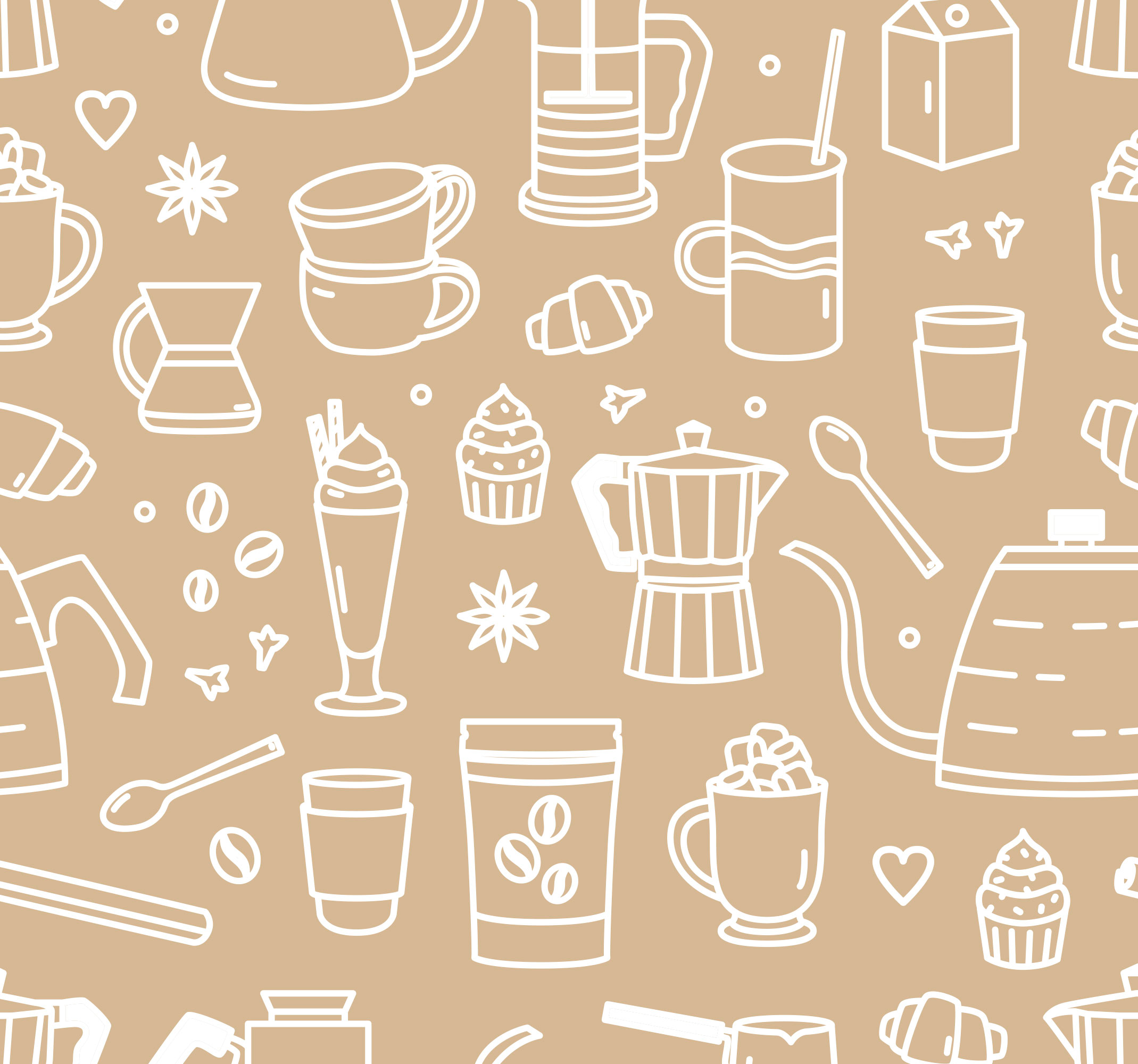 Kitchen vinyl mat with coffee cups and glasses pattern - TenStickers