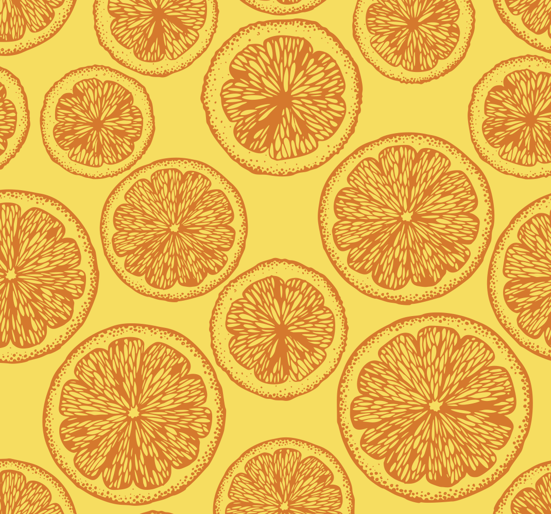 Kitchen vinyl mat with orange hand-drawn pattern - TenStickers