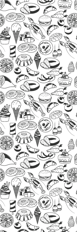 Kitchen vinyl mat with food doodles design - TenStickers