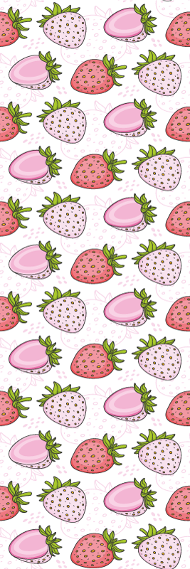 Kitchen vinyl mat seamless pink and red strawberries - TenStickers