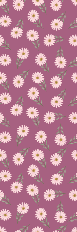 Kitchen vinyl mat with little pink daisies pattern - TenStickers