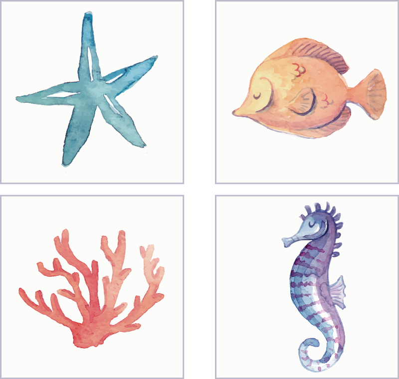 Marine animals bathroom mat - TenStickers