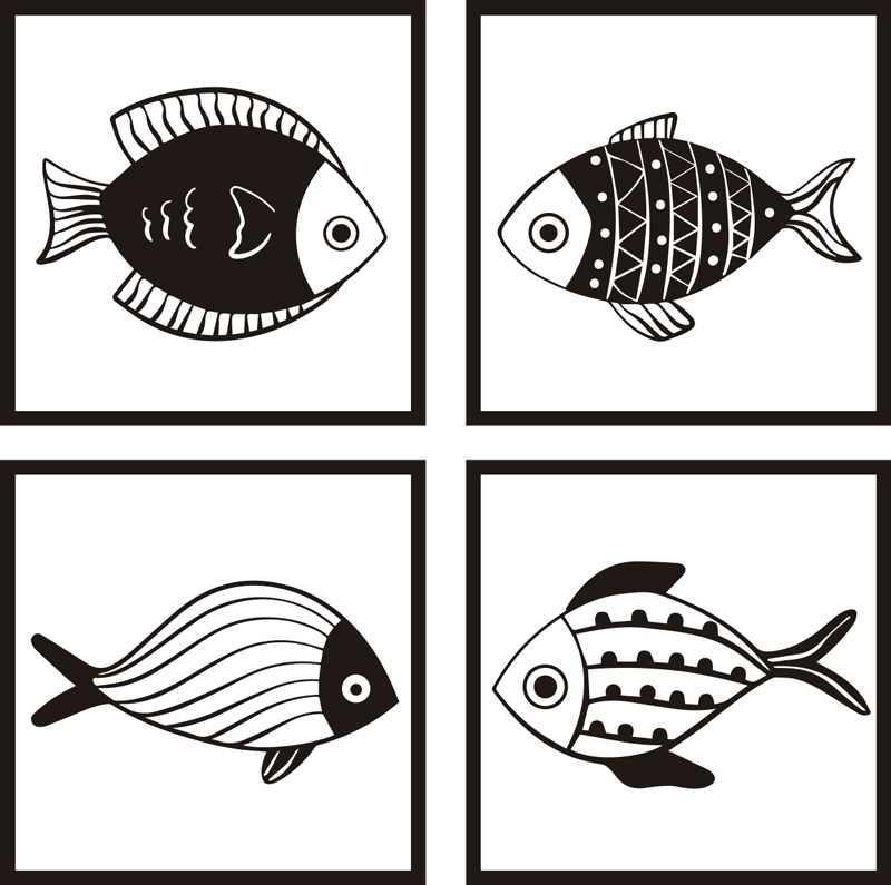 Bathroom mat with beautiful fish pattern tiles - TenStickers