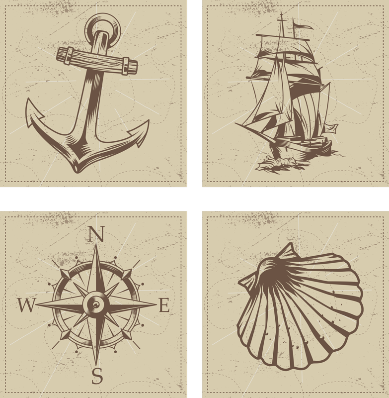 Bathroom mat with sea-themed tiles - TenStickers