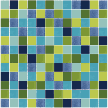 Bathroom mat in blue and green tiles - TenStickers