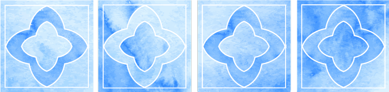 Mosaic shades of blue tile bathroom mat - TenStickers