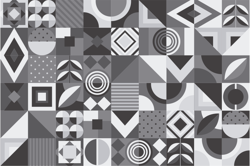 Bathroom mat in gray geometric tiles - TenStickers