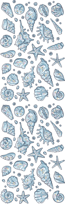 Bathroom mat seashell sketches shower - TenStickers