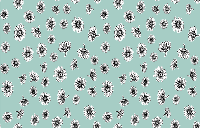 Floral rug with charming white chamomile pattern - TenStickers