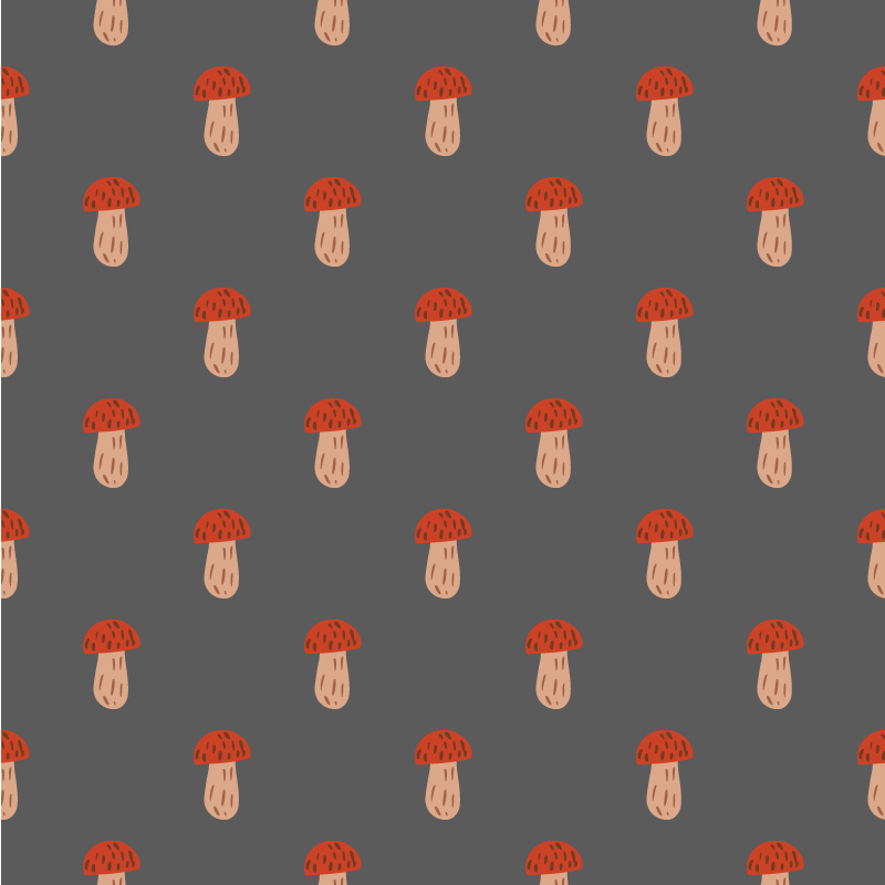 Floral rug with classic mushrooms on gray background - TenStickers