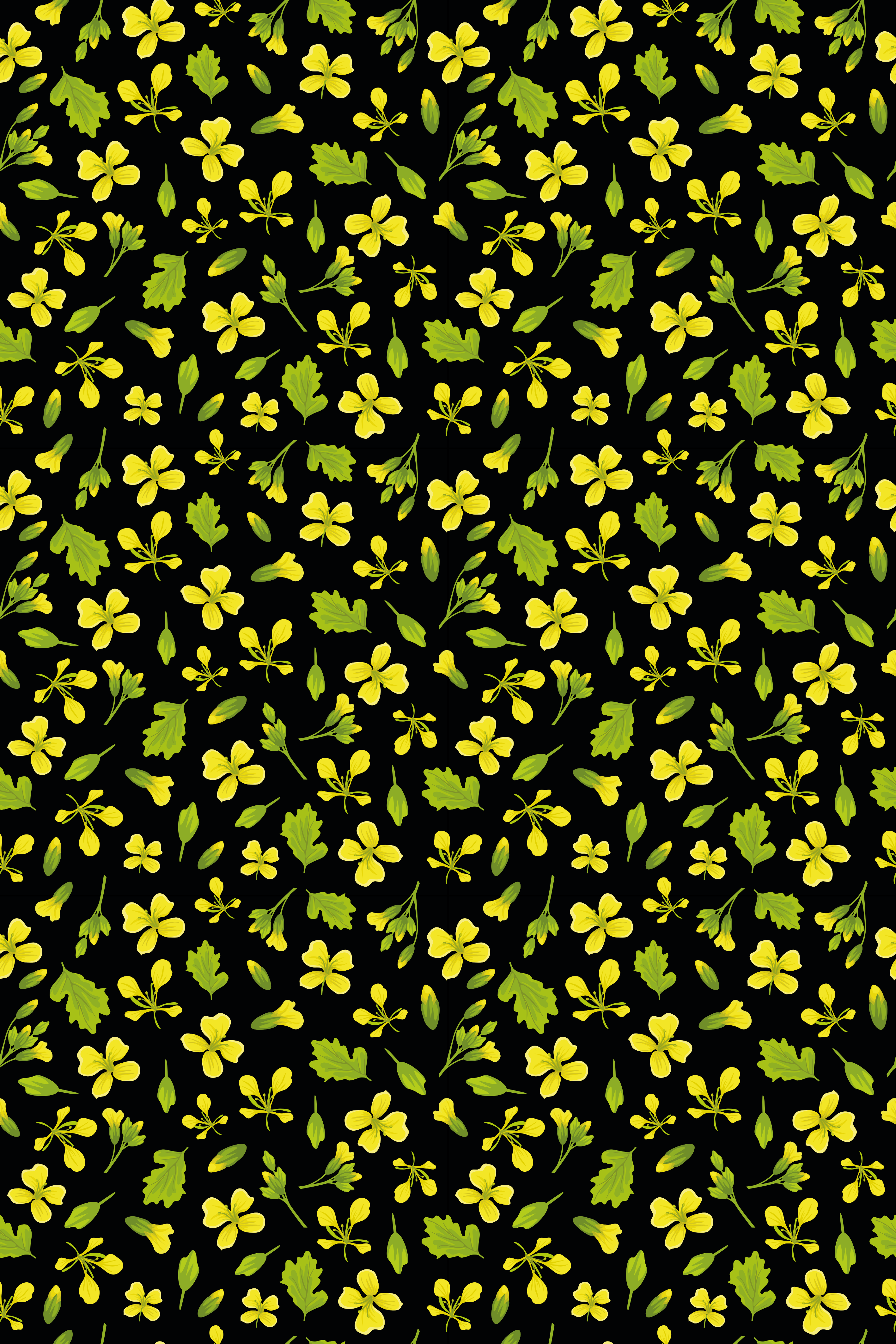 Floral rug in black with yellow accents - TenStickers