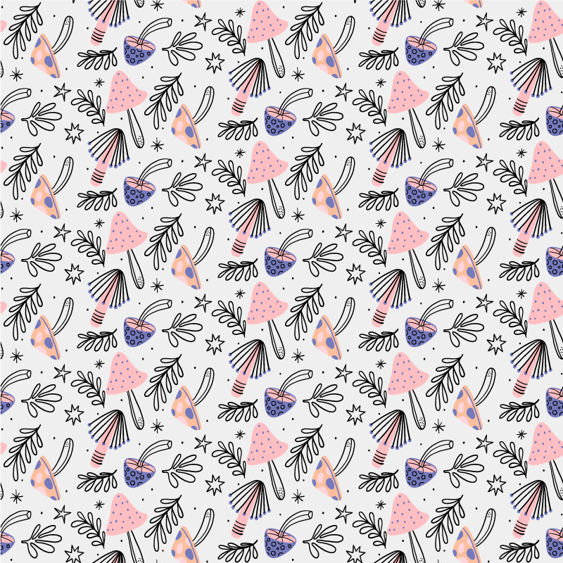 Floral rug with classic mushrooms and flowers - TenStickers