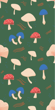 Floral rug with red and white realistic mushrooms - TenStickers