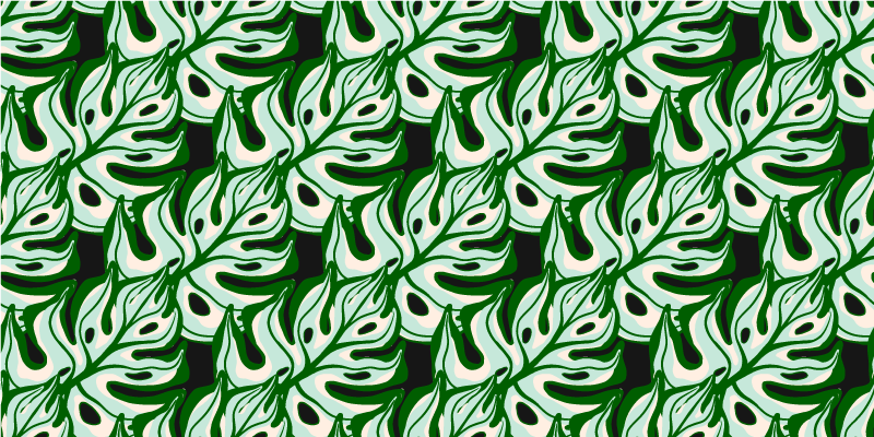 Floral rug in vibrant black and green flora pattern - TenStickers