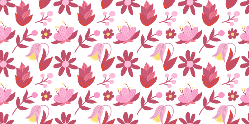Floral rug inspired by polish folk art in red - TenStickers