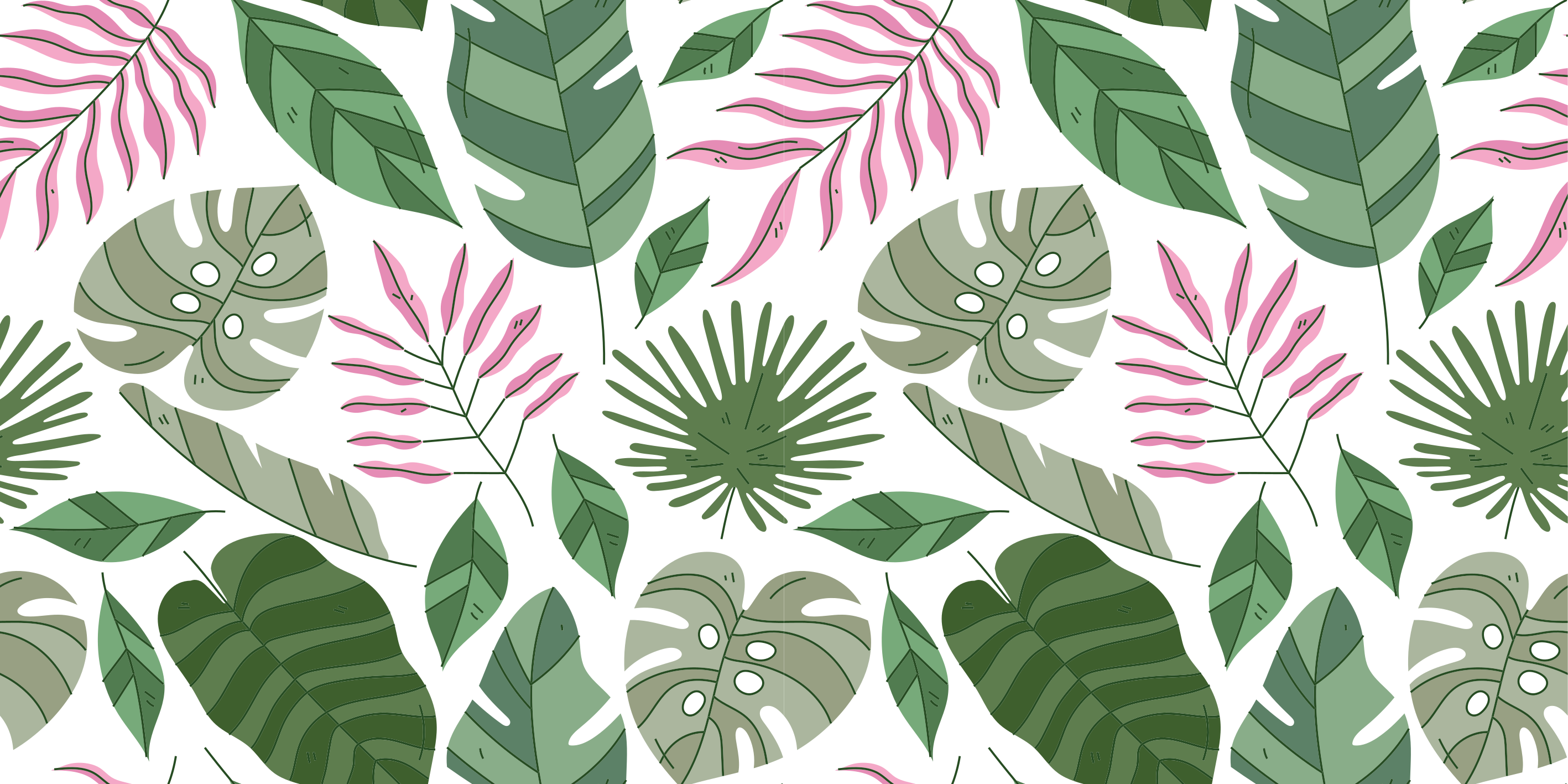 Floral rug with tropical minimalist garden plants - TenStickers