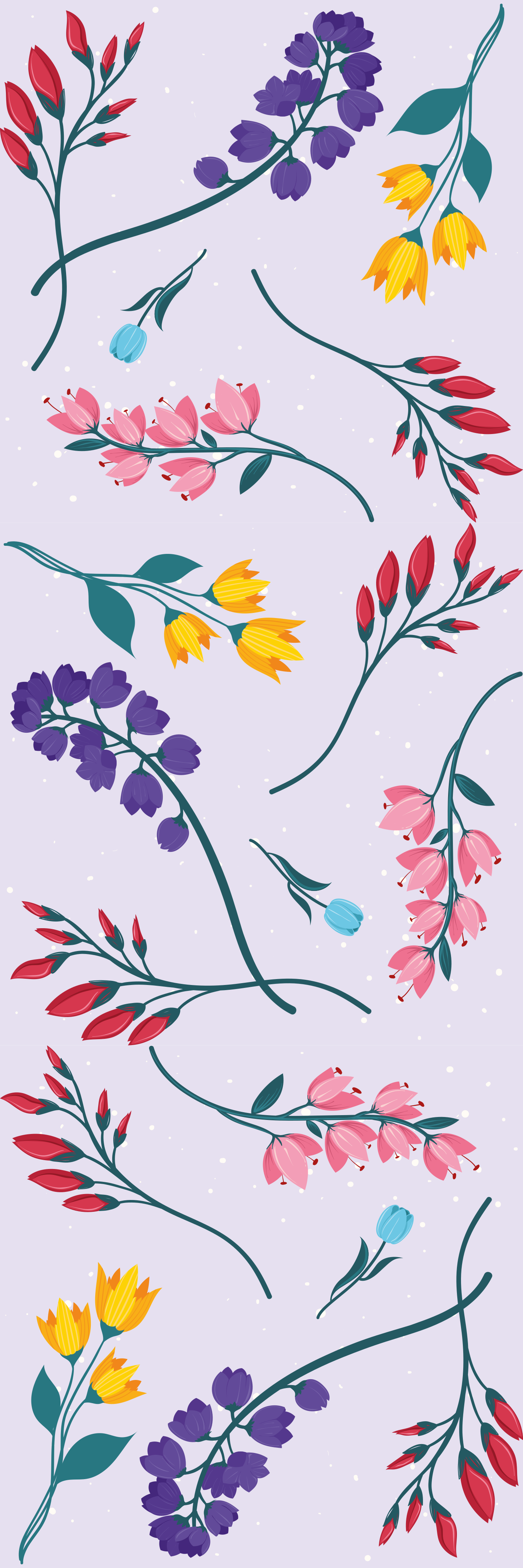 Floral rug with minimalistic garden flowers - TenStickers