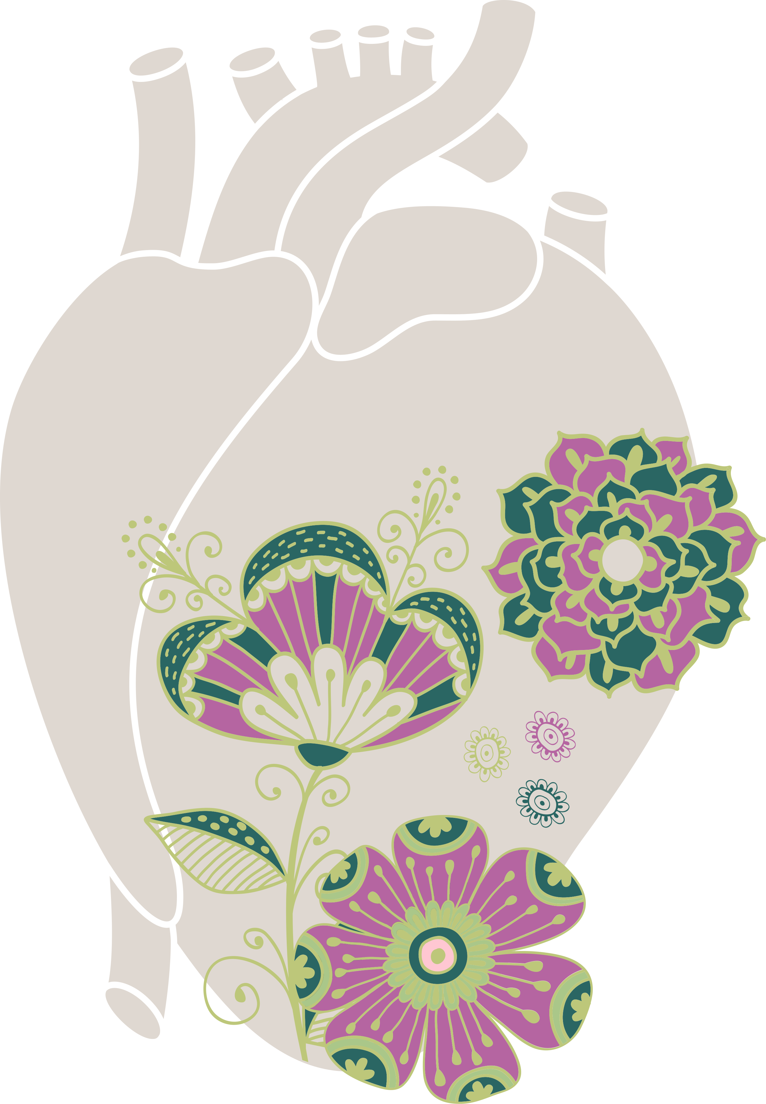 Floral rug anatomic heart with red flowers - TenStickers