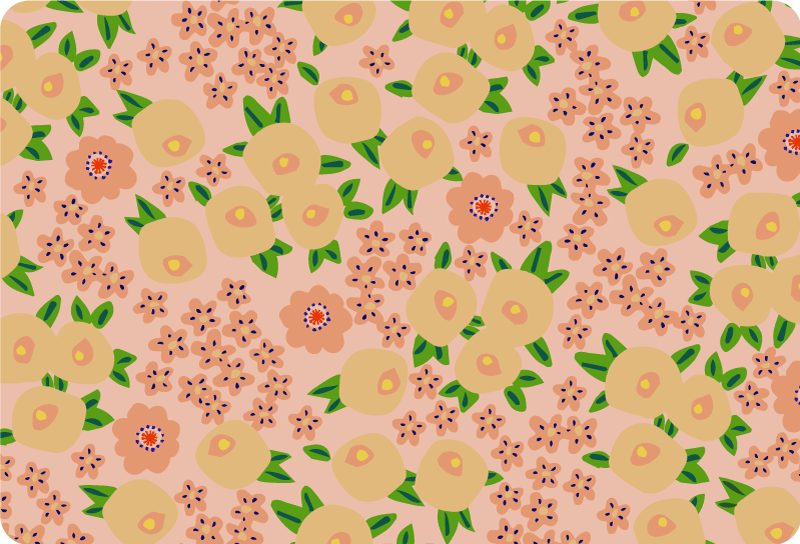 Floral rug with original floral pattern in peach tones - TenStickers