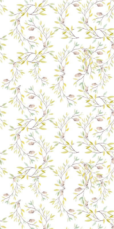 Floral rug with original watercolor green leaves pattern - TenStickers