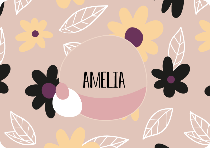 Floral rug with vibrant flowers on beige background - TenStickers