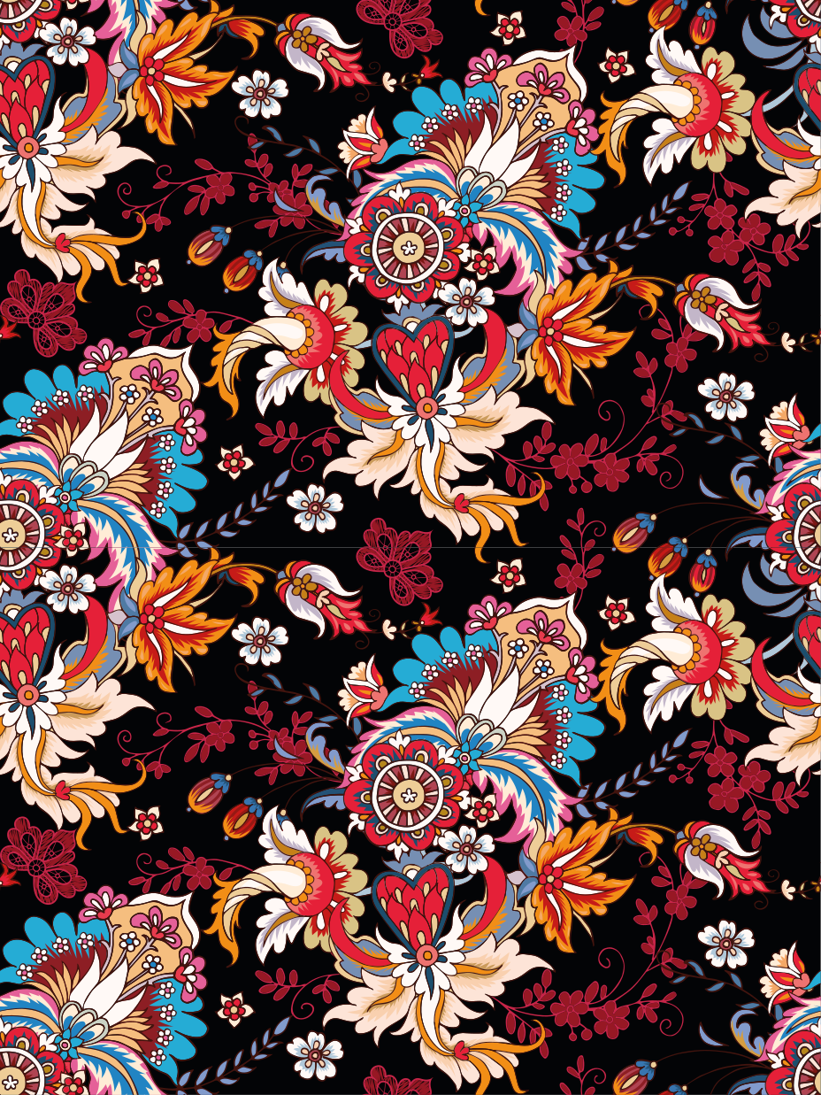 Floral rug in vibrant contemporary folk design - TenStickers