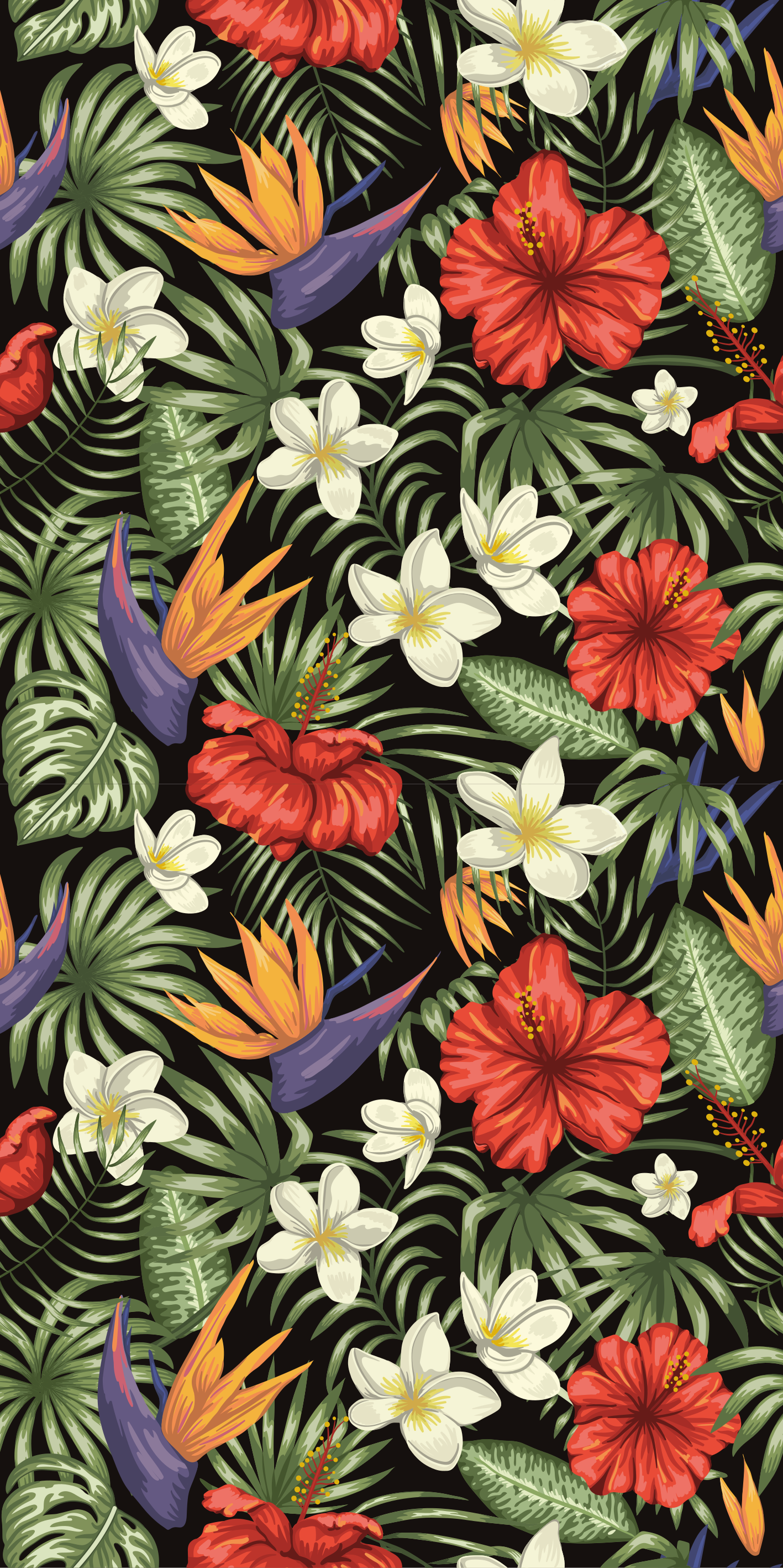 Floral rug with tropical jungle plant pattern - TenStickers