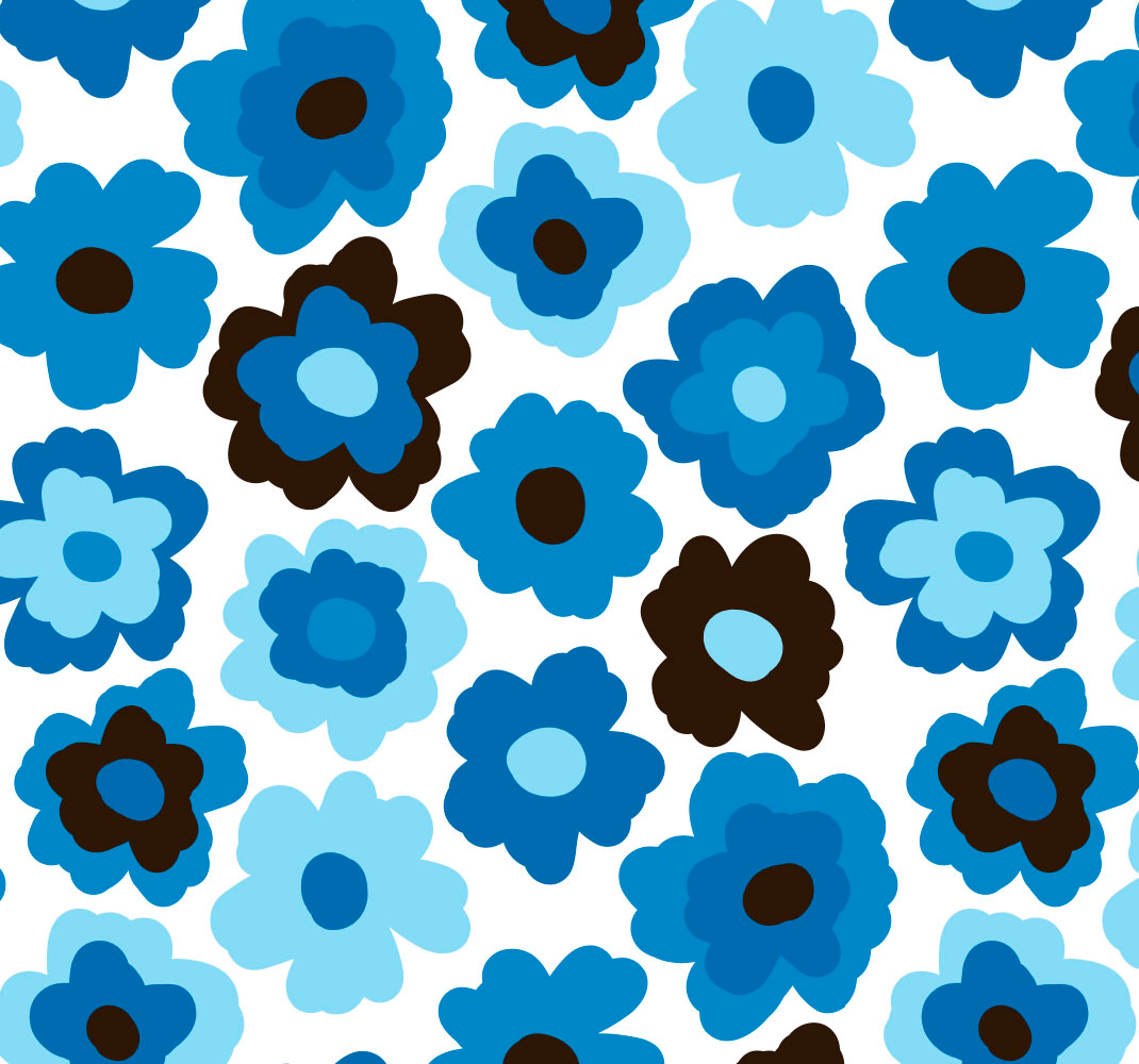 Floral rug blue poppy design - TenStickers