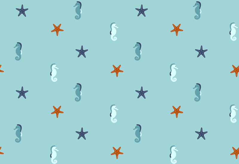 Floral rug with seahorse starfish design - TenStickers