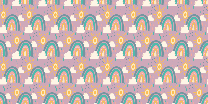 Floral rug playful colorful rainbows - TenStickers