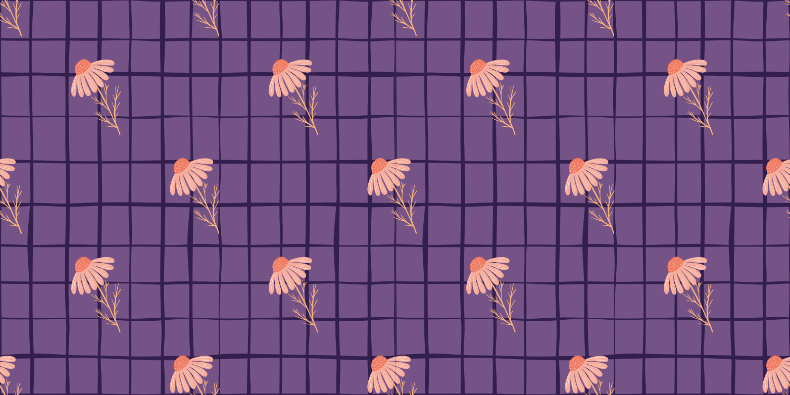 Floral rug with purple flower design - TenStickers