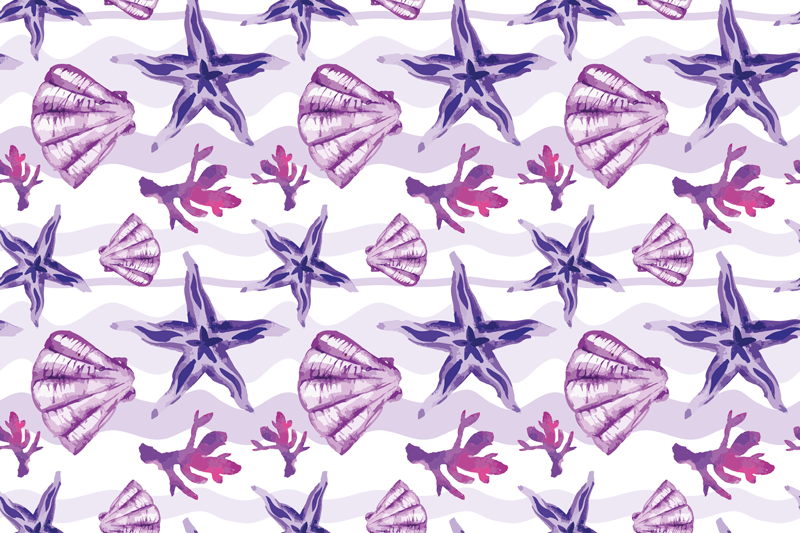 Floral rug with coral shell design - TenStickers