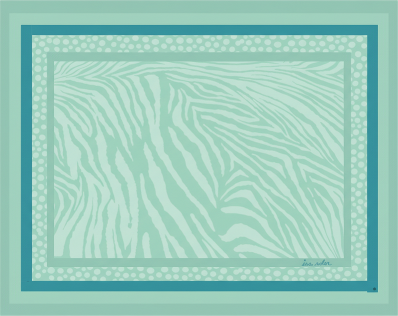 Living room rug in mint zebra stripe pattern - TenStickers