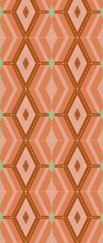 Geometric rug in 30s autumn colors - TenStickers