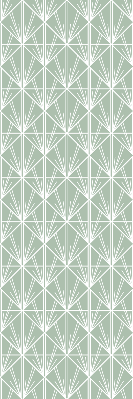 Geometric rug in modern green and white pattern - TenStickers