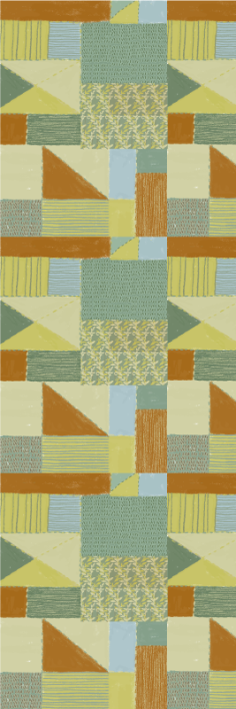 Geometric rug with colorful triangle patchwork design - TenStickers