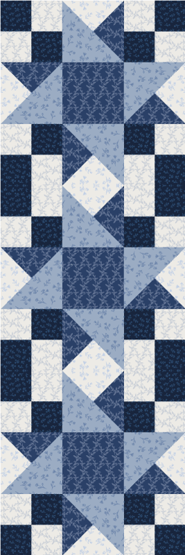 Geometric rug in patchwork blue star triangle design - TenStickers