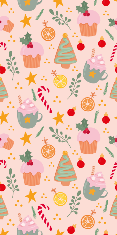 Christmas rug with candy canes and christmas trees - TenStickers