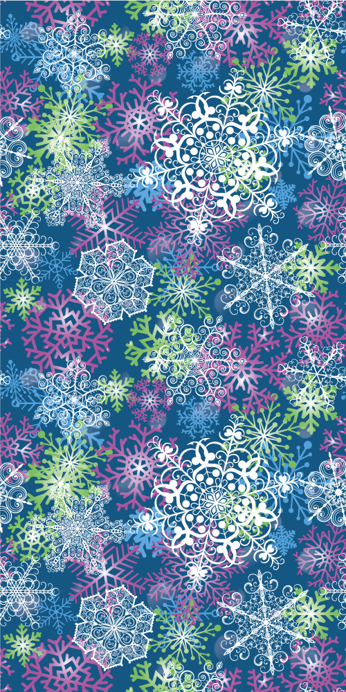 Christmas rug with glowing snowflakes on blue - TenStickers