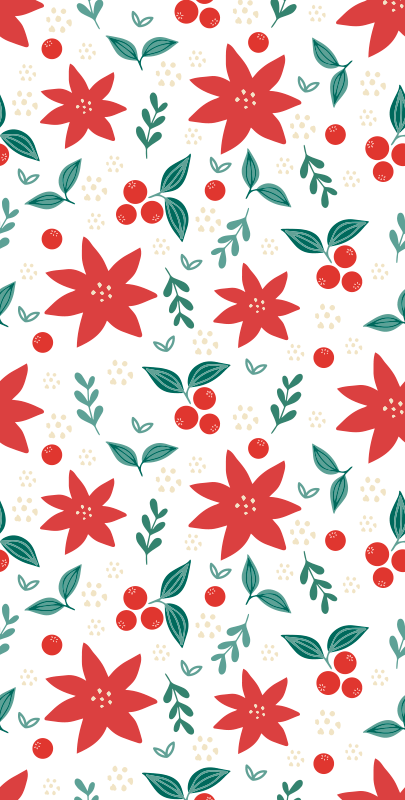 Christmas rug featuring festive floral designs - TenStickers