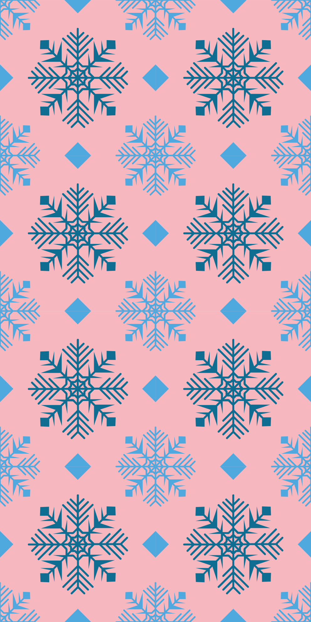 Christmas rug with pink and blue snowflakes pattern - TenStickers