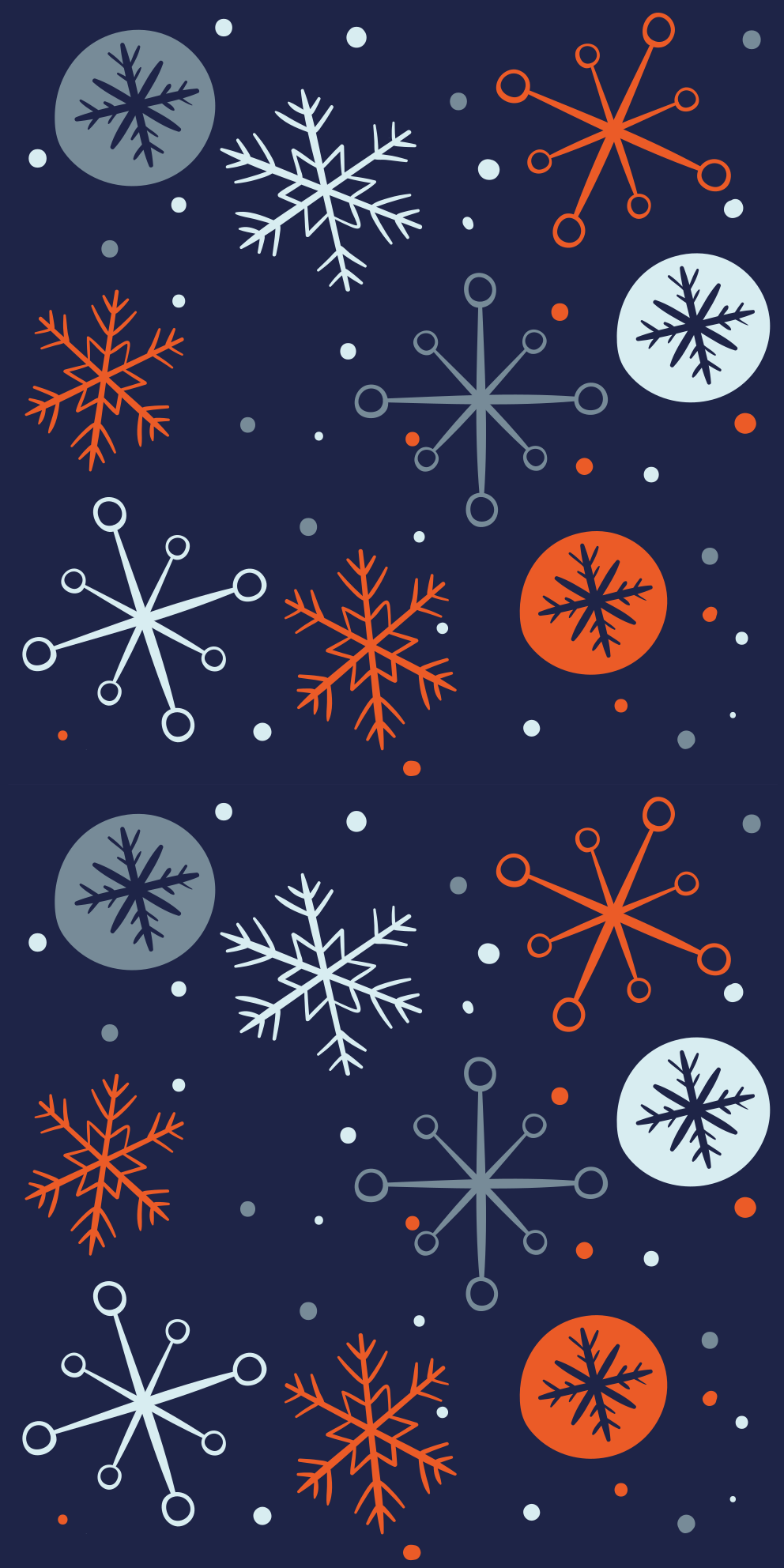 Christmas rug with blue and orange snowflakes - TenStickers