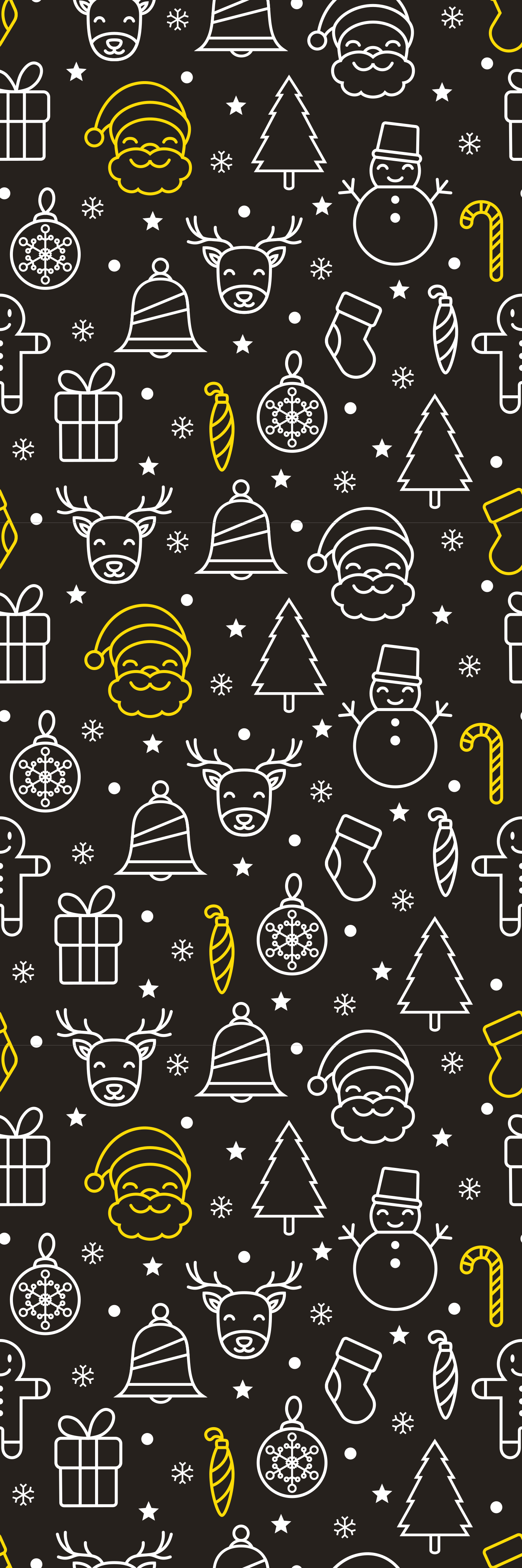 Christmas rug with white and yellow pattern on black - TenStickers