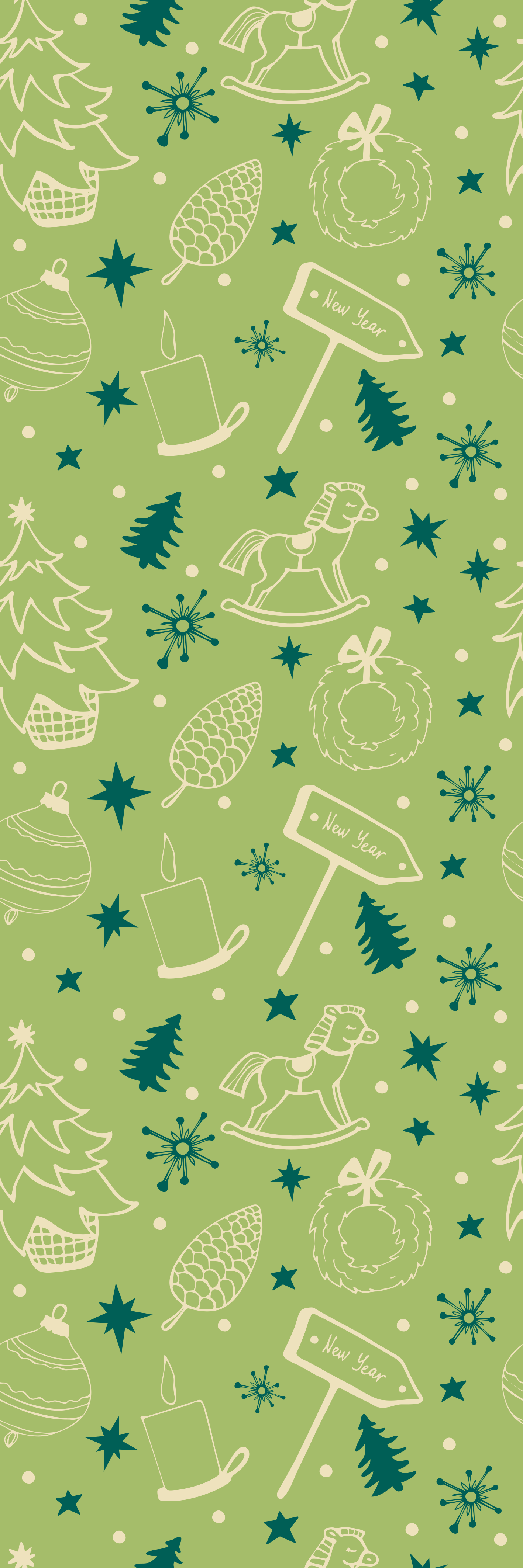 Christmas rug with green background and festive elements - TenStickers