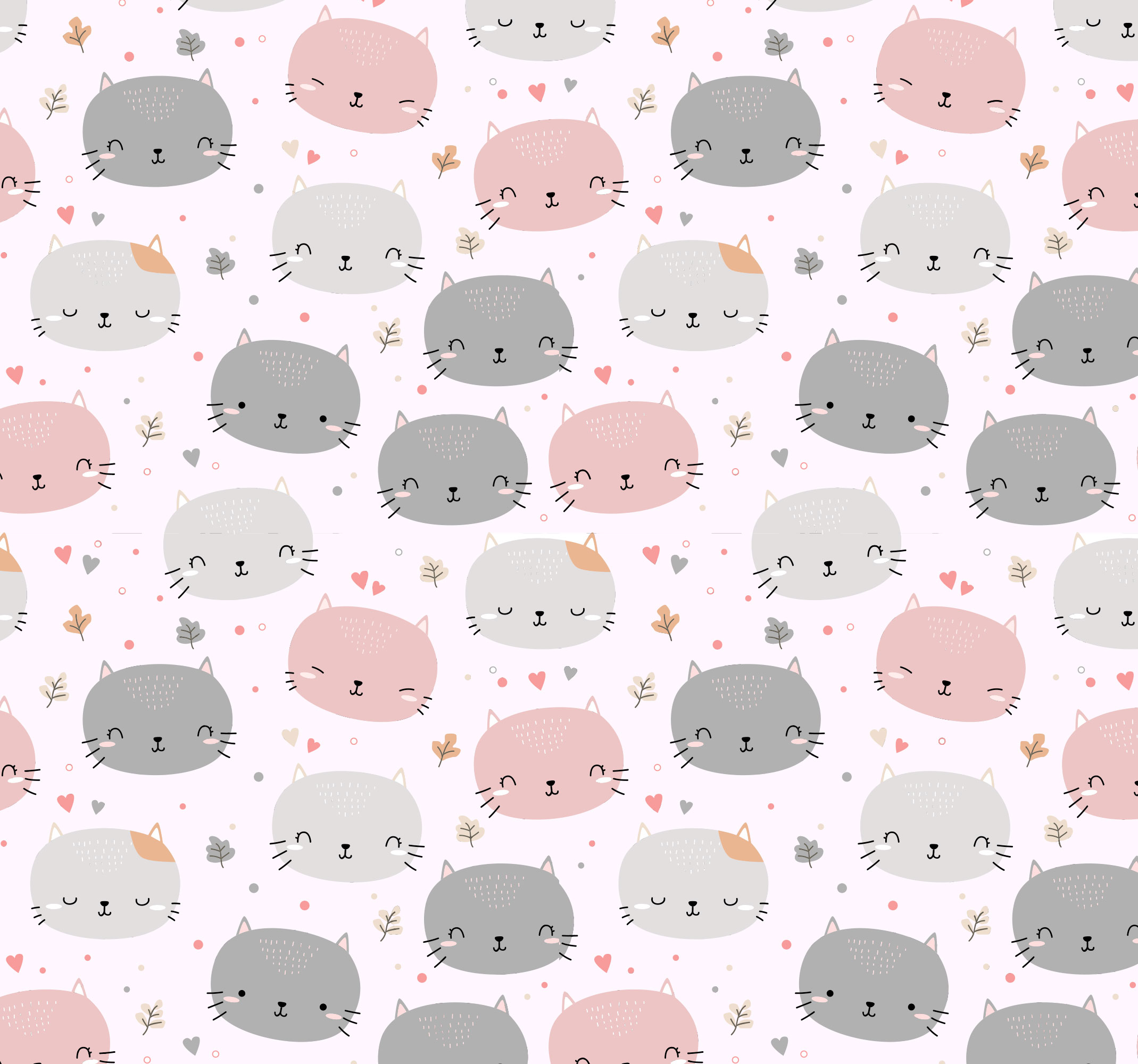 Bedroom carpet with cute grey and pink kittens - TenStickers