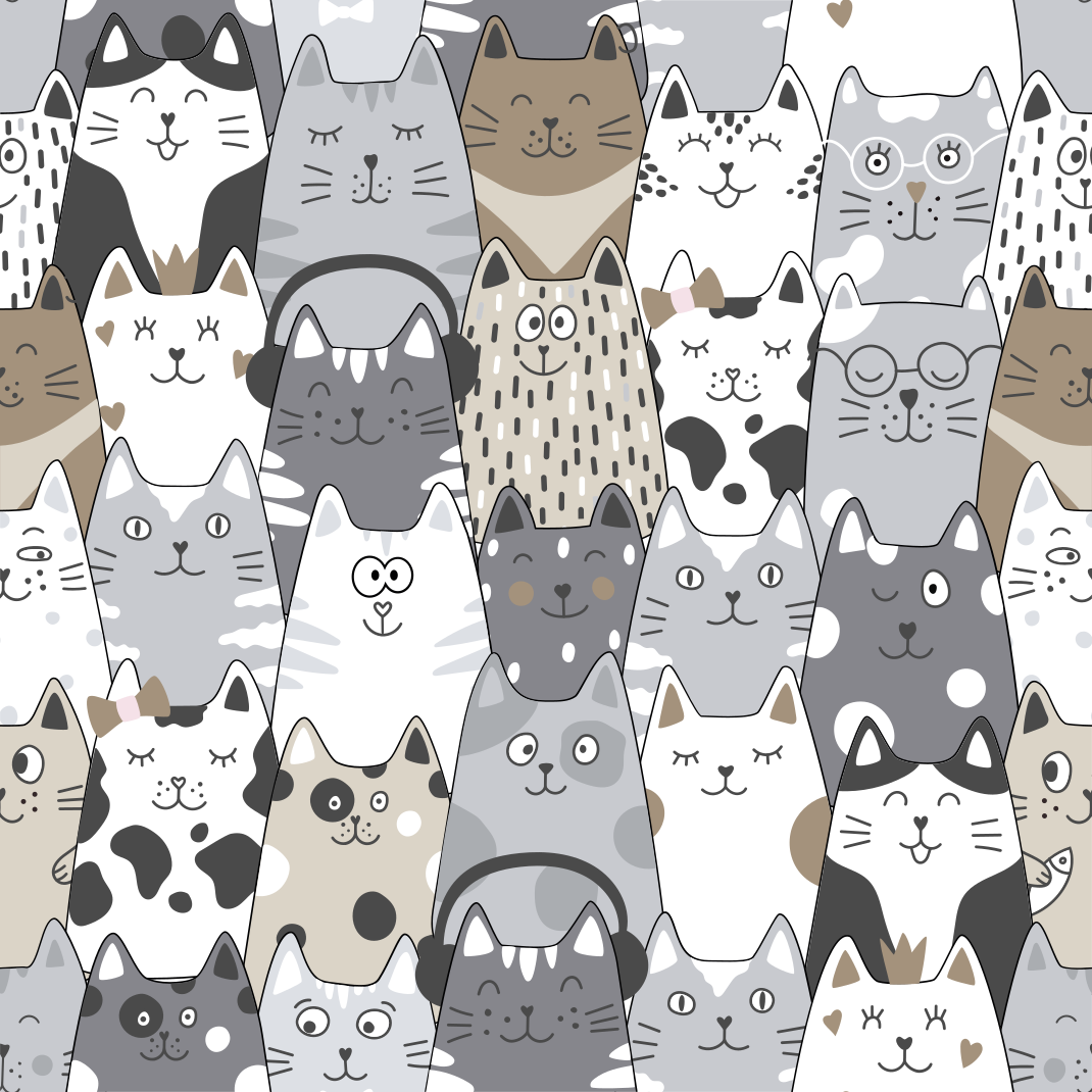 Bedroom carpet with cartoon cats design - TenStickers