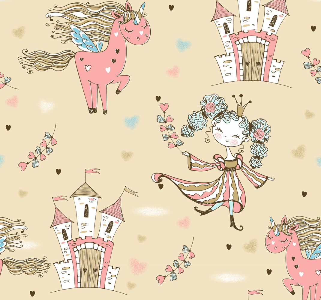 Unicorn castle and princess bedroom carpet - TenStickers