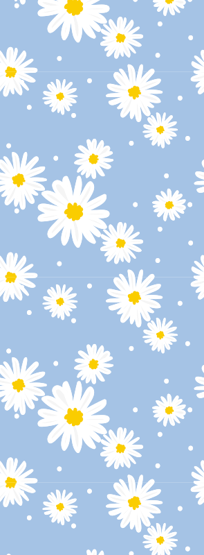 Bedroom carpet with white flowers on blue background - TenStickers