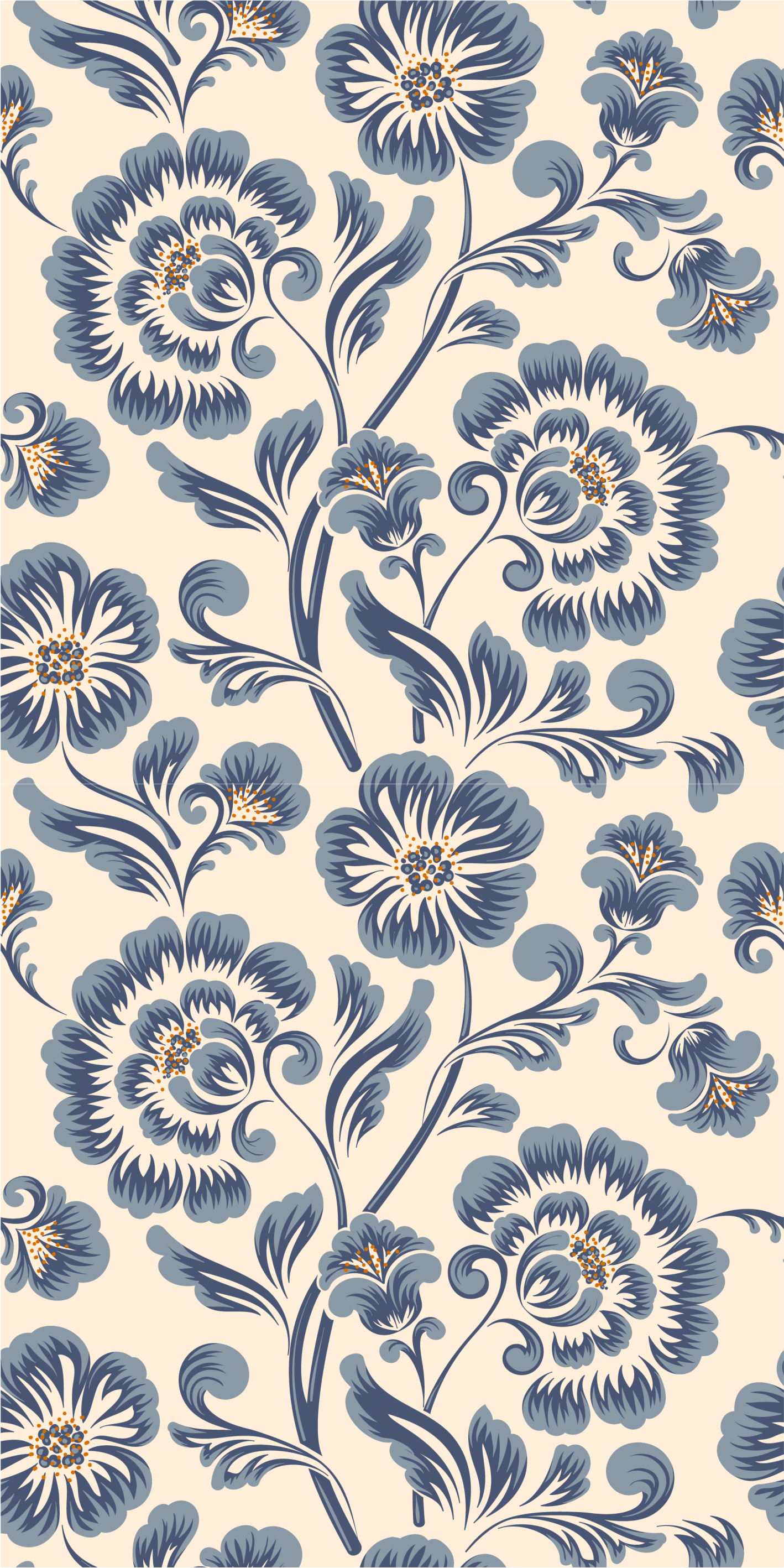 Floral blue vintage style bedroom carpet - TenStickers