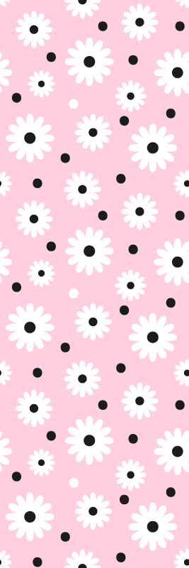 Bedroom carpet with pink black dots flower pattern - TenStickers